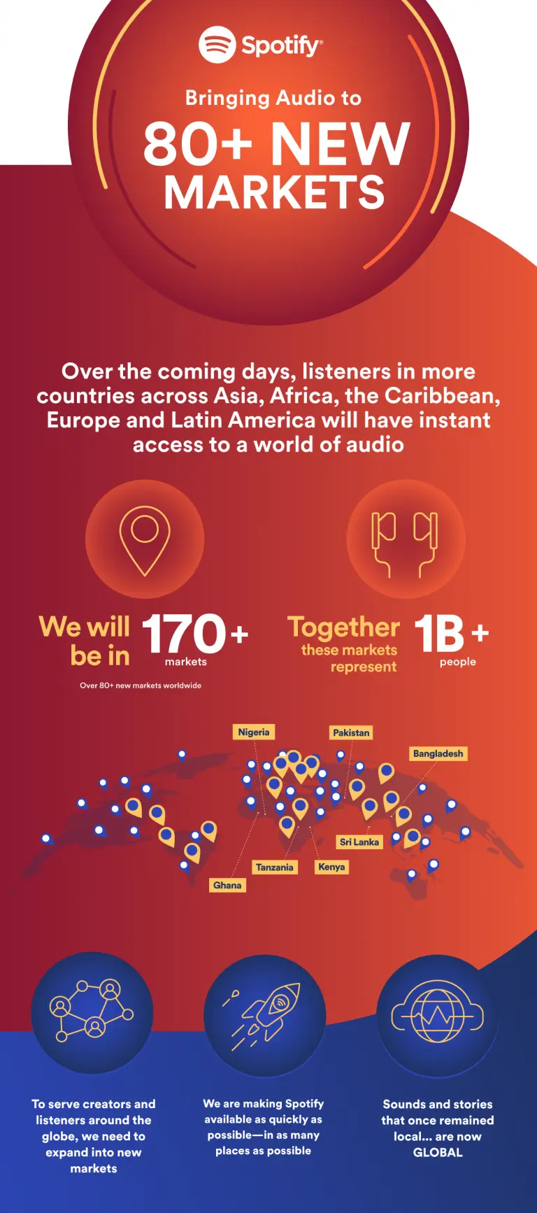 Spotify Expands International Footprint, Bringing Audio to 80+ New Markets  — Spotify