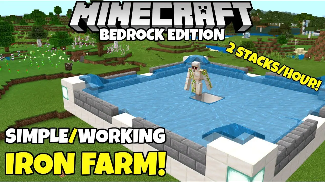 Minecraft Bedrock: Simple Iron Farm! Up To 2 Stacks/hr! Village And Pillage  Update - YouTube