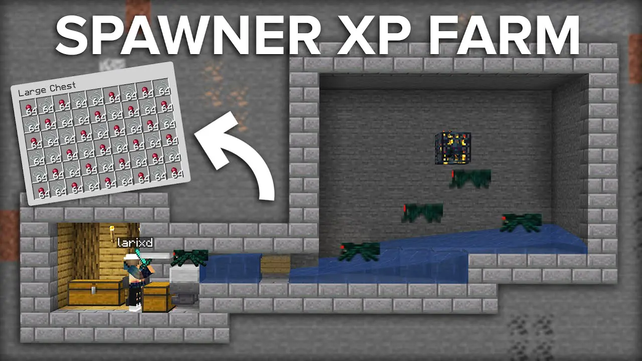 Minecraft Cave Spider Spawner XP Farm - Super Easy Design! - YouTube