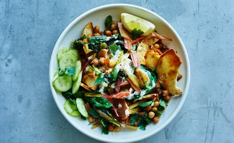 Spiced Chickpea Salad With Tahini and Pita Chips Recipe - NYT Cooking