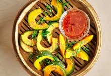 Steamed Kabocha with Ginger-Soy Dressing Recipe | Epicurious